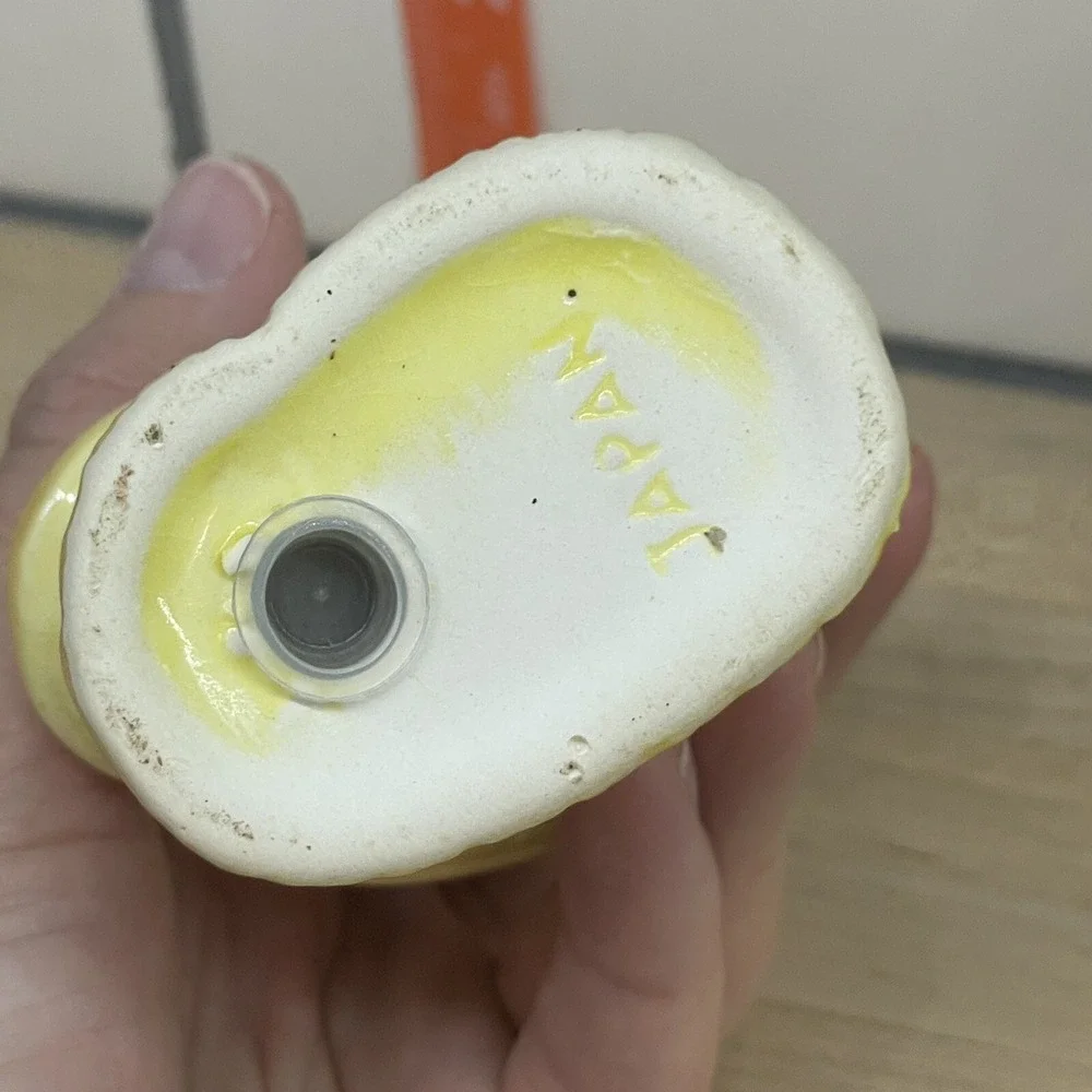 Vintage Mushroom‎ Salt and Pepper Shakers Made in Japan Yellow FLAWS 60s Yellow